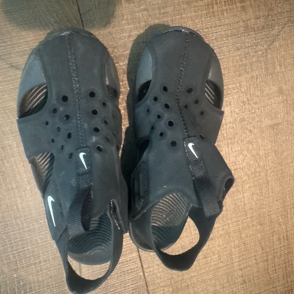 Nike Black Sandals with Perforated Design